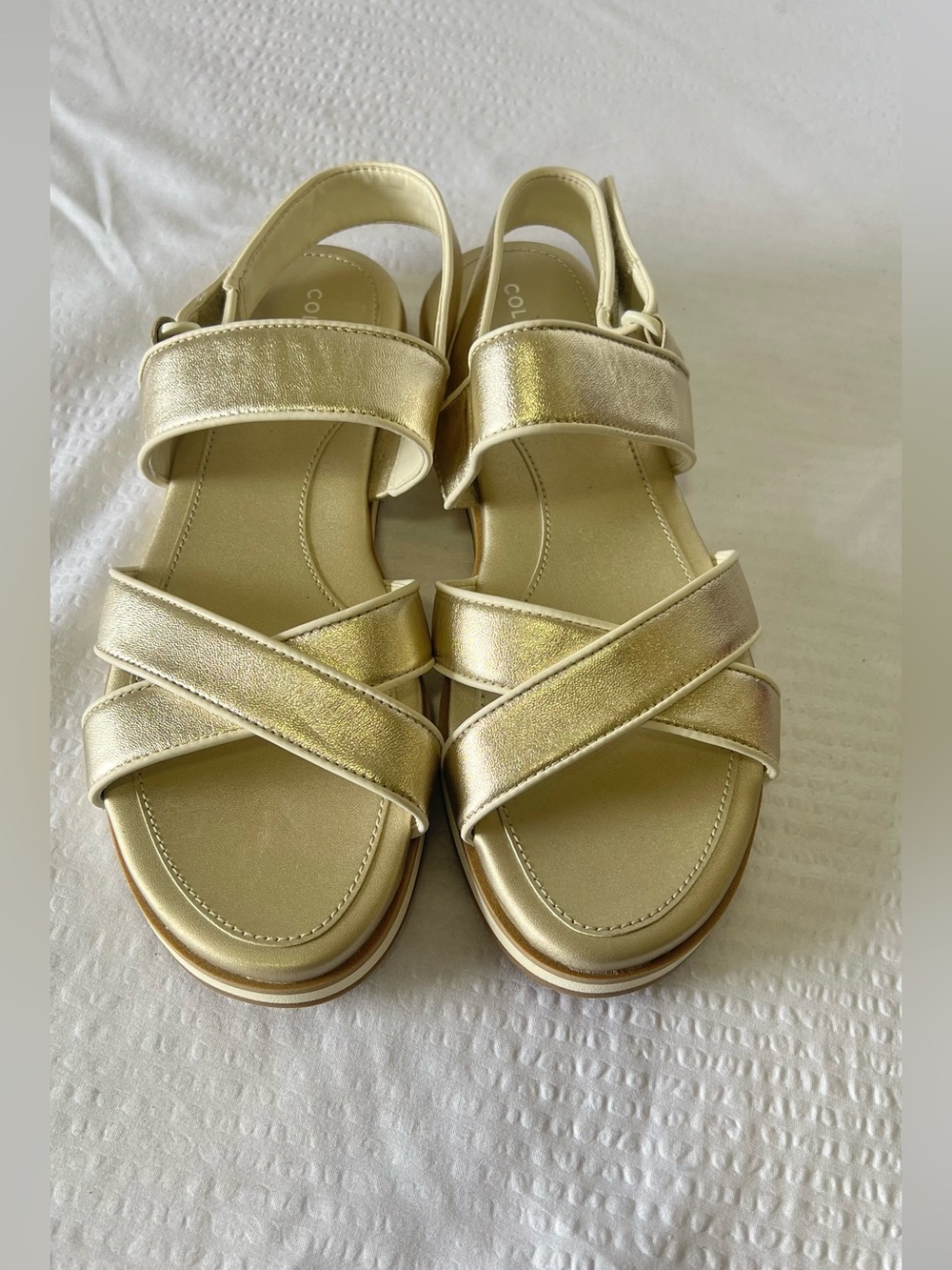 Cole Haan Metallic Gold Women's Mirabelle Leather Sandals